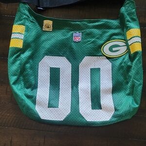 ProFANity Green BAY jersey Tote Purse With Brett Favre Pin